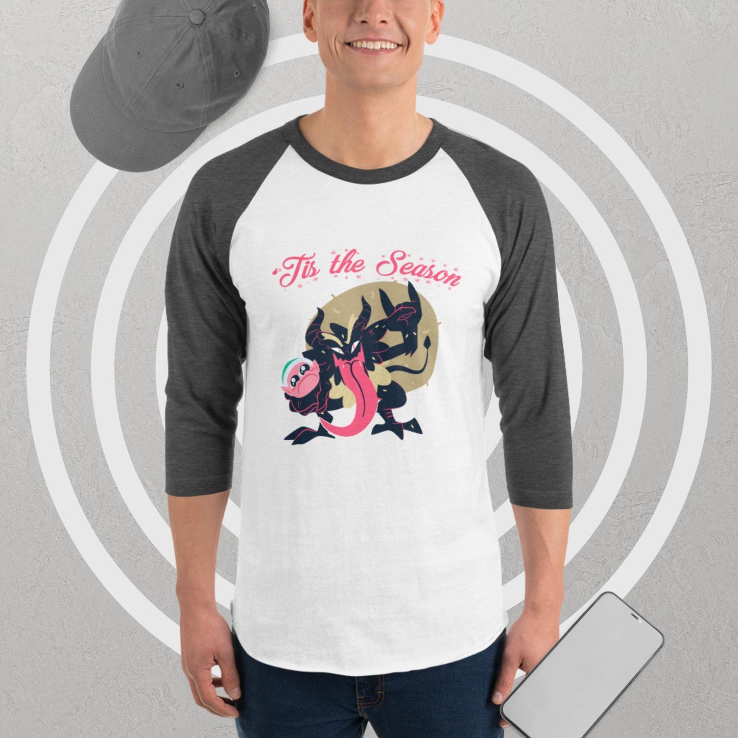 Krampus Unisex 3/4 sleeve raglan shirt